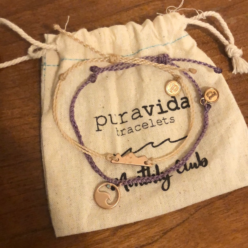 Pura Vida Bracelets - 2 pack wave & mountain charm